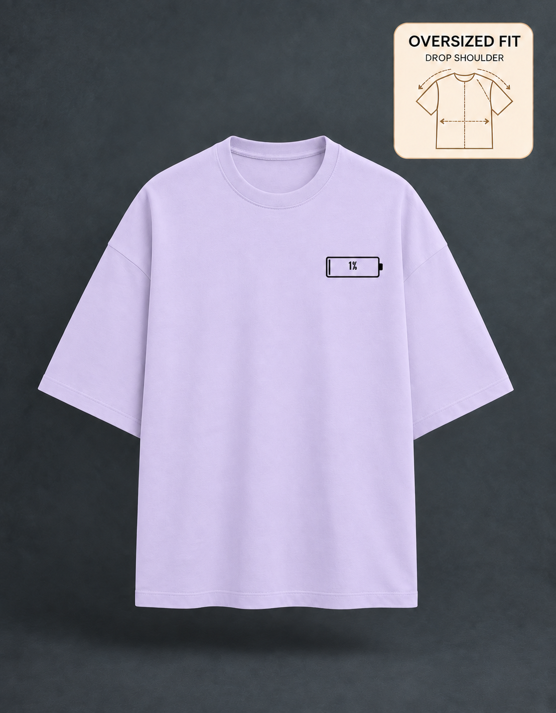 Social Battery Lavender oversized T-shirt mockup – view 3