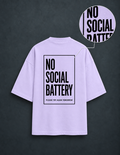Social Battery Lavender oversized T-shirt mockup – view 4