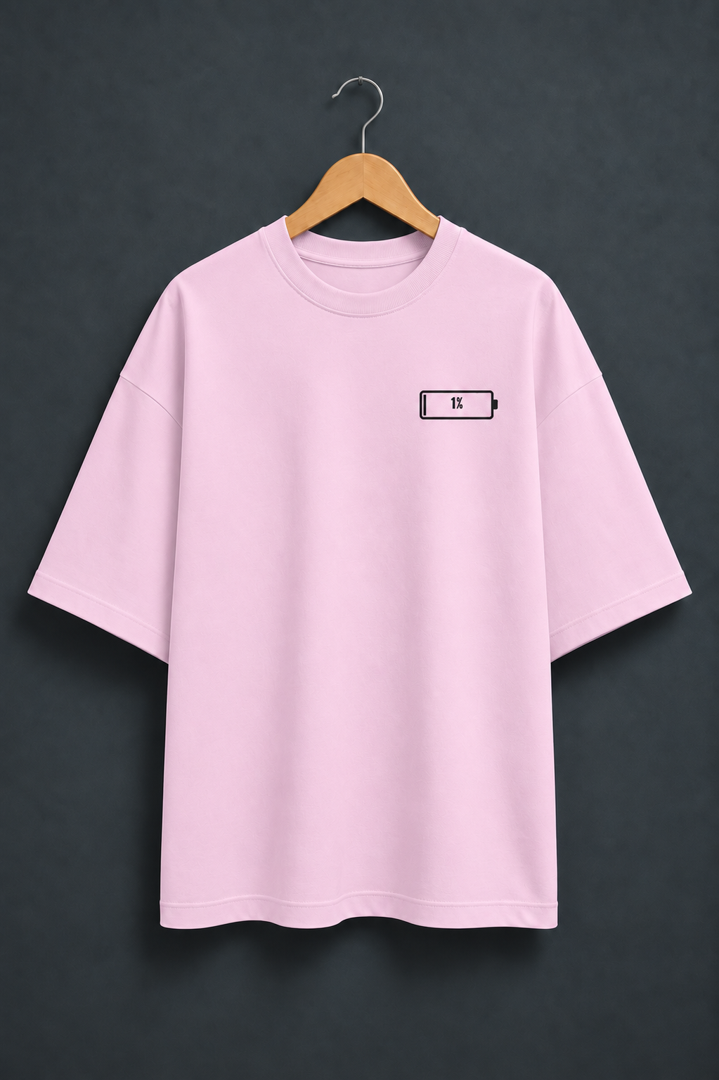 Social Battery Light Baby Pink oversized T-shirt mockup – view 1
