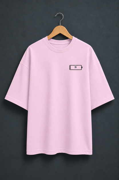 Social Battery Light Baby Pink oversized T-shirt mockup – view 1