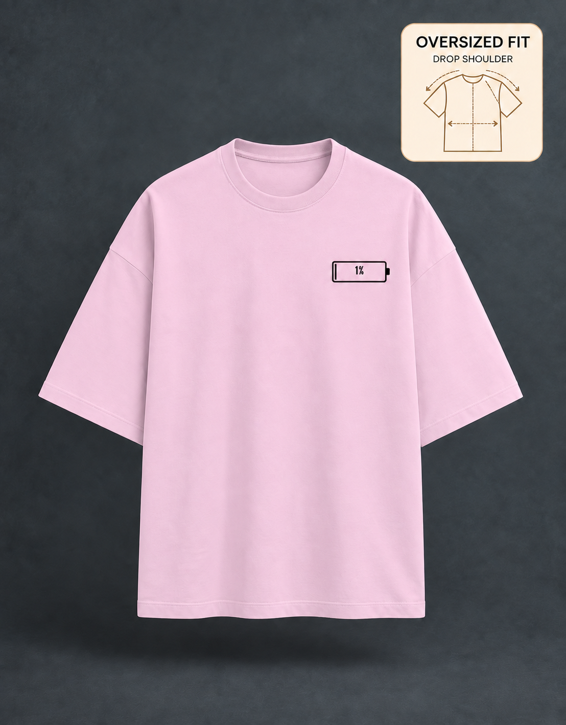 Social Battery Light Baby Pink oversized T-shirt mockup – view 3