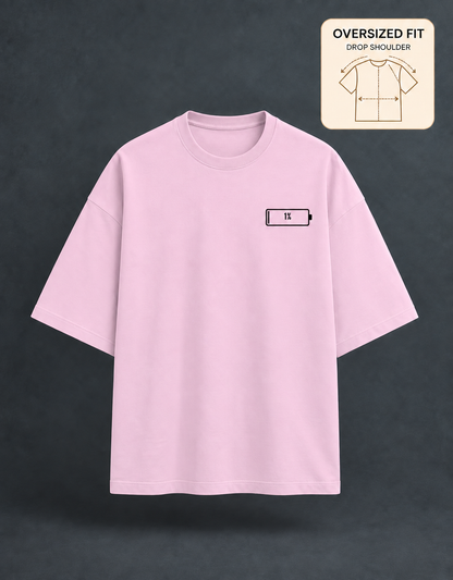 Social Battery Light Baby Pink oversized T-shirt mockup – view 3