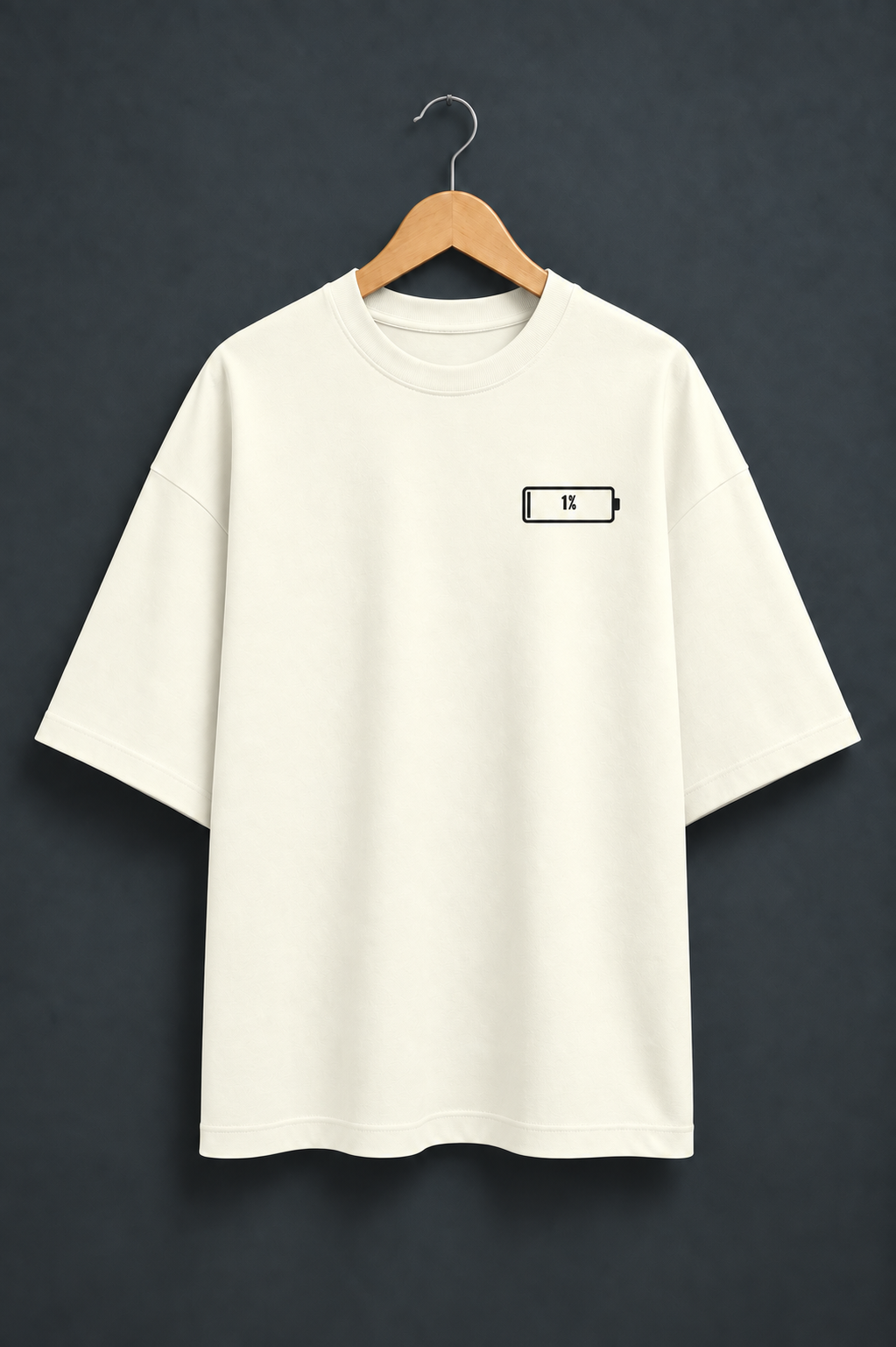 Social Battery Off White oversized T-shirt mockup – view 1