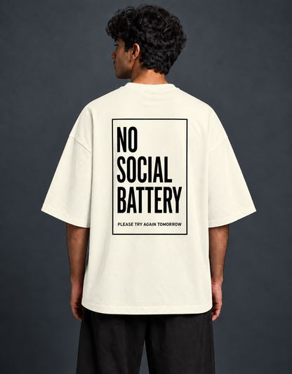 Social Battery Off White oversized T-shirt mockup – view 2