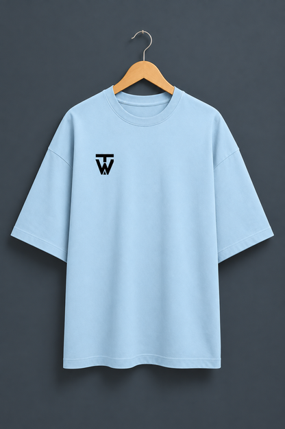 Baby Blue Terry Oversized Tee — hanger front