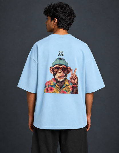 Baby Blue Terry Oversized Tee — model back
