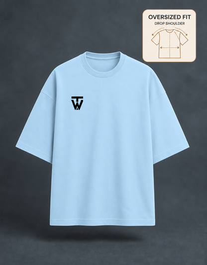 Baby Blue Terry Oversized Tee — oversized fit front