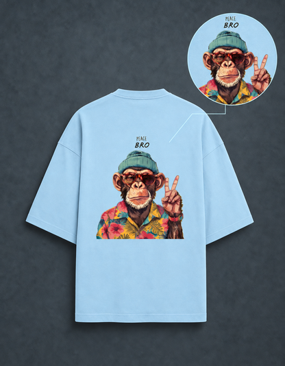 Baby Blue Terry Oversized Tee — back artwork detail